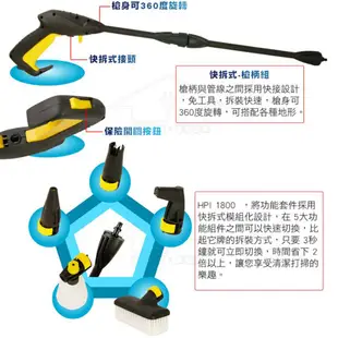 【加送清洗機三配件組】萊姆高壓清洗機 HPi-1800 汽車美容 打掃 沖洗機