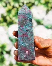 Small 155MM Pink Ruby Apatite Rubijn Stone Rubin Stone Healing Chakra Tower