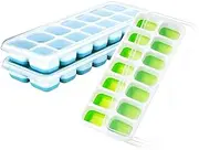 Ice Cube Trays 3 Pack, Silicone Easy-Release and Flexible 14-Ice Trays with Spill-Resistant Removable Lid, BPA Free, Durable and Dishwasher Safe