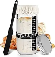 ZDZX 24oz Sourdough Starter Kit with Date Marked Band - Includes Glass Jar, Thermometer, Silicone Scraper, Cloth Cover & Metal Lid - Baking Supplies for Homemade Sourdough, Family & Beginners