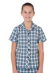 Short Sleeve Check Blouse