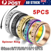 5X Anti-anxiety Spinner Designs Fidget Rotating Stainless Steel Ring Band Relief