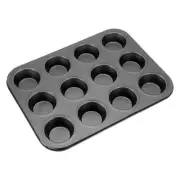 Cupcake Pan, 12-Cup Round Non-Stick Muffins Pan, Grey(13.9"x10.4")