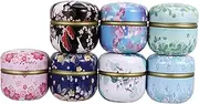 Veemoon 7Pcs Tea Storage Container Candle Tins Flower Tea Box for Craft Projects Scented Candles Durable Iron Canisters for Jewelry Lip Balm and