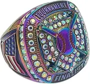 Discount Sports Rings HOME PLATE FINALIST RING — RAINBOW BODY, PRISMATIC STONE, RAINBOW PAINT Premium Softball Baseball Ring/Player/Team Awards/Tournament Ring, Non-Precious Metal, Quartzite
