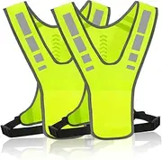 CAINCAY Reflective Vest Pack of 2 Adjustable Safety Vest Lightweight Safety Vest Bicycle Reflective Vest Breathable Running Vest Reflectors Clothing for Jogging Hiking Cycling