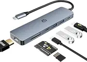 USB C Hub, TOTU USB C Docking Station, Docking Station with Multiport Adapter HDMI, USB C Hub, 100W PD, 2 USB 3.0, USB C 3.0, SD/TF Dock for Type C Devices