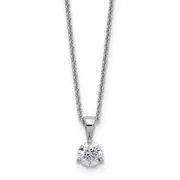 14k White Gold 1/2 Ct. Lab Grown Diamond VS/SI+ G+ Three Prong 18 inch Solitare Pendant Necklace
