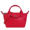 LONGCHAMP LE MINI PLIAGE CUIR系列小羊皮迷你短把兩用水餃包(紅)