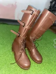 WW2 US M-1940 3-Buckle Cavalry Boot Handmade Leather Military Boot Size 5 to 15