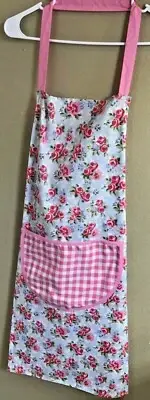 WILKO BIBB APRON SHABBY ROSES PINK BLUE WHITE 100% COTTON NWT