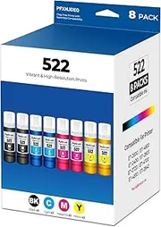 PFXNJDEQ 522 Ink Refill Bottles ET-2800 ET-4800 ET-2400 Ink Refill Compatible with 522 Ink Refill Bottles 8-Pack Eco Tank, for ET-2800 ET-4800 ET-2400 ET-2803 ET-2720 ET-4700 ET-4810 ET-2840 Printer