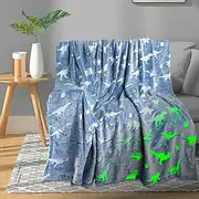 Dinosaur Blanket for Boys Girls Glow in The Dark Blankets for Boys Soft Fleece Blankets for Kids Personalized Baby Blanket for Boys Cute Toddler Blankets for Boys Unique Dinosaur Gifts 40"x60"
