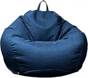 UYSOFRCV Bean Bag Chairs Sofa Cover (No Filler), Solid Color Simple Design Seat Washable Premium Cotton Linen Sturdy Zipper Beanbag Case for Adults,Kids,Teens,Dark Blue,100x125cm