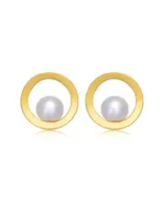 Genevive 14K Over Silver 6-6mm Pearl Earrings