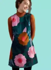 Anthropologie Conditions Apply Petite Med. NWT Green Floral Shift Mini Dress Mod