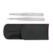 Tweezerman Professional Petite Set Slant and Point In A Black Leather Case