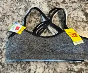 3 Pack New Hanes Girls Seamless Cross Strappy Back Bra Medium Black White Gray