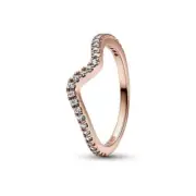 Pandora 182539C01-54 Sparkling Wave Ring - Rose Gold Plated, Size 54