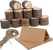 GAROZATION 20Sets Place Card Holders with Rustic Tree Stump Design for Wedding Seating Cards Table Number Stands and Event Decor Includes Blank Cards and Jute Rope