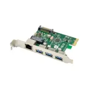 Gigabit PCIE Network Card Ethernet 3x USB3.0 HUB RJ45 LAN Adapter Drive Free