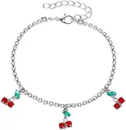[WOFASHPURET] Stylish Cherry Foot Chain Ankle Jewelry Fashionable Cherry Modeling Anklet Unique Fruit Anklet Decor