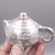 Solid 999 Fine Silver Tea Pot Wine Pot Healthy Handmade Bird Pattern Teapot