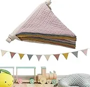 Triangle Bunting Banner,Triangle Bunting Pennant Banner | Washable Cotton Fabric Triangle Pennant Garlands for Living Room and Bedroom Zalhin