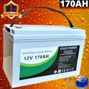 170AH 12V AGM Deep Cycle Battery SLA Lead Acid Camping Marine 4WD Solar Fridge
