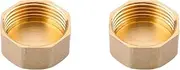 Brass Female Cap, 2PCS 1/2'' Brass Pipe Hex Head Plug, Hex Socket Pipe Plug Fittings Connector for Pipe Connecting Conversion