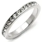 Women's Ring Band, Eternity Stackable, Clear Simulated Crystal, Sterling Silver