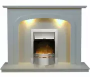 New Carlton Marble Fireplace with Dimplex Silver Electric Fire & optional Lights