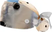[YTYVAGT] 2-Pc,Gourd-Shaped Working Cap,Fisherman Hat with Buttons and Cotton Sweatband,Polar Bear Animal Pattern