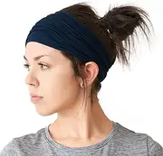 CHARM Mens Bandana Head Wrap - Womens Elastic Headband Japanese Long Hair Dreads Navy