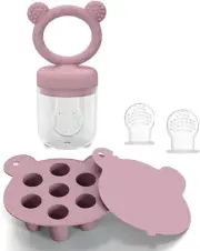 Silicone Breast Milk Popsicle Mold & Fresh Food Teether Feeder (Purple)