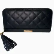 Quilted Zip Around Wallet in Black by ALIBI