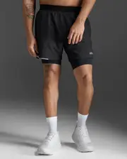 Aero 2-In-1 5" Shorts, 2XU, S, Black/Silver Reflective, Male