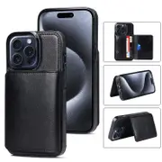 IPhone 15 Pro Max Wallet Case With Card Holder Slot,Durable Leather Shockproof Phone Case-Black