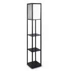 Sarantino Etagere Floor Lamp 26x26x158cm Shelves In Black Frame w/Fabric Shade
