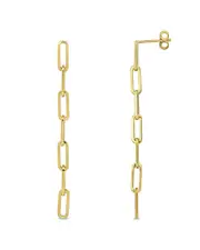 14K Italian Gold Paperclip Link Drop Earrings