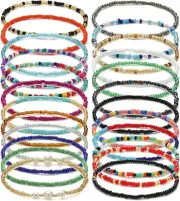 Beaded Anklets for Women Handmade Boho Beaded Ankle Bracelets Colorful Beads Foo