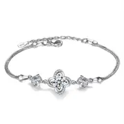 2PCS Copper Jewelry Bracelet Retro Fashion Woman Flower Bracelet