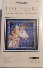 Wonderart Latch Hook Kit Art # 4719 12"X12" Unicorn New CARON
