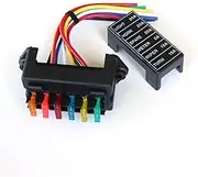 TIDTALEO 2-Input 6-Way Fuse Box Standard Circuit Board 15cm Wire Length Fits Middle Size Fuses