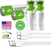 4PCS AA Lithium ion li-ion Rechargeable Battery 1.5V USB C Fast Charging Cable