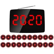 Wireless Restaurant Pager Calling System 20 Call Button with LED Display for Bar Restaurant Customer As Shown