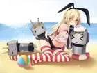 Anime beach blonde hair blush headband isamu futoshi Custom Gaming Mat Desk