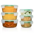 Round Glass Storage Containers with Lids [6 pack] Microwave Safe, Leak-proof,...