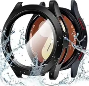 Goton Waterproof Case for Galaxy Watch 7 Screen Protector 44mm, [No Fog] Tempered Glass Face Cover Compatible for Samsung Watch 7 Accessories 44 mm