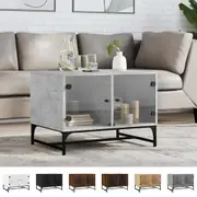 Coffee Table with Glass Doors Side Sofa Couch Table Living Room Office vidaXL